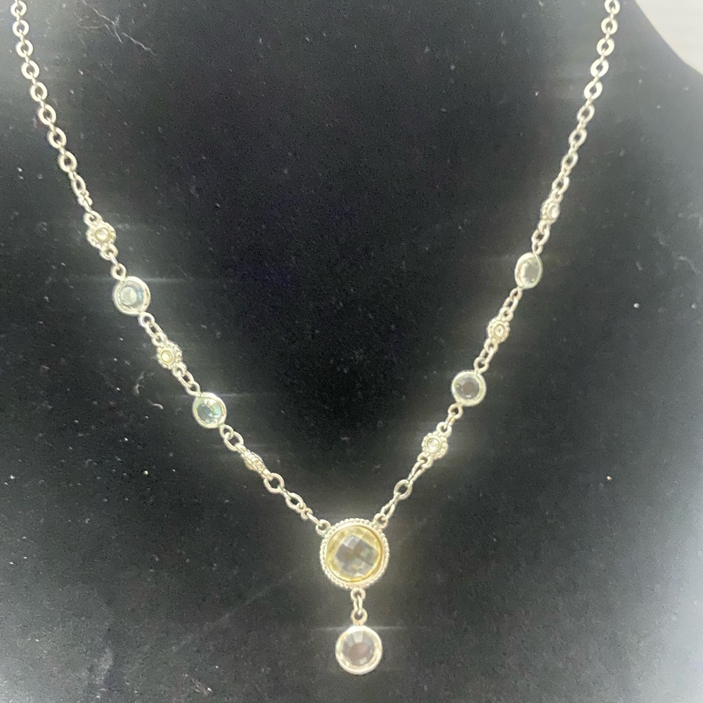 💍💎 SALE Swarovski Silver & Crystal Necklace with Champagne & Clear Crystals